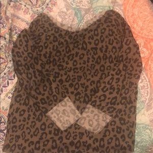 Cheetah print criss-cross back boutique top